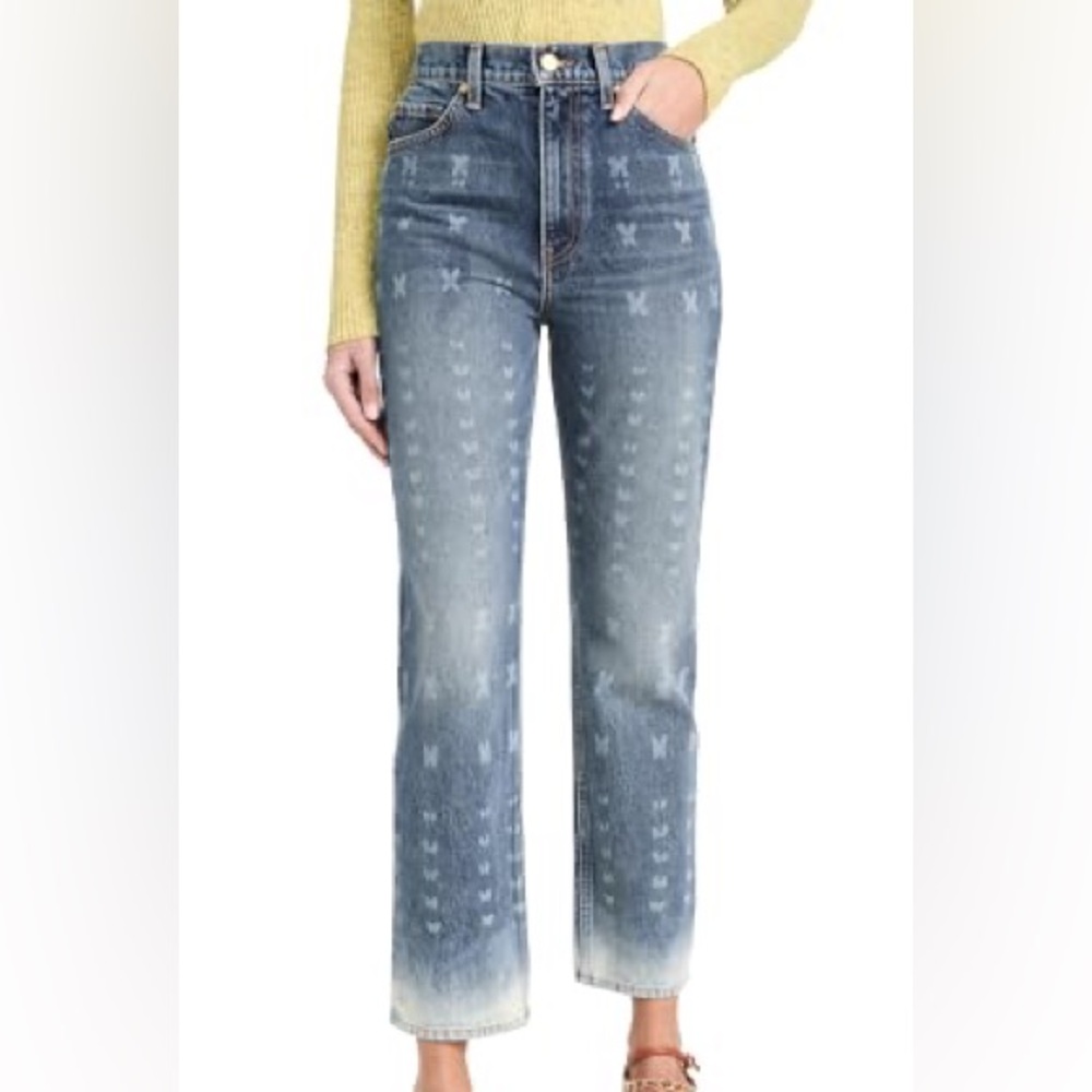Ulla Johnson Light Blue Patterned Wide-Leg Jeans